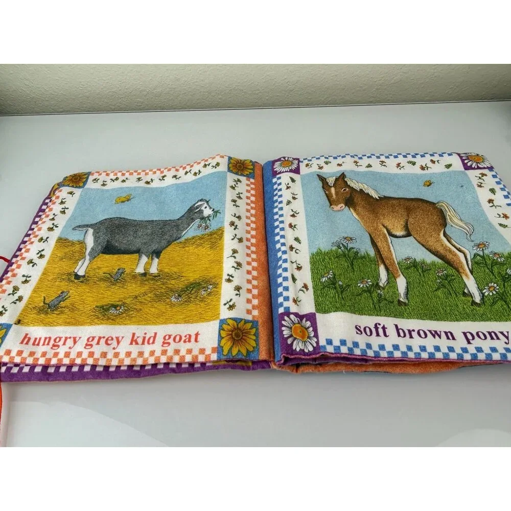 Soft Baby Book Wake Up, Baby Animals Fabric Farm Country Sewn Hand Crafted Toy